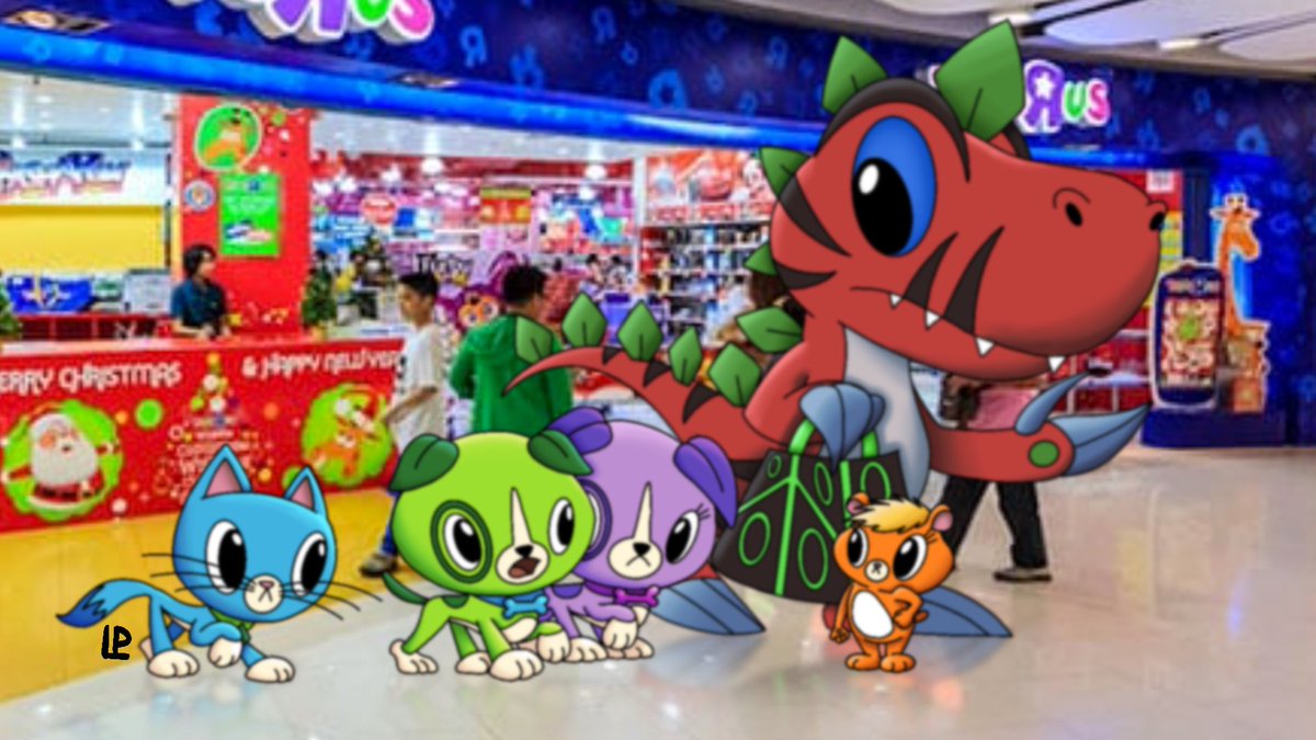 twpl_logan's tweet photo. “I can’t believe they put us out of a job.”
#ScoutAndFriends walking out of Toys R Us, with adult supervision by #Tyrannomon from #Digimon https://t.co/cq3dW6NrGl