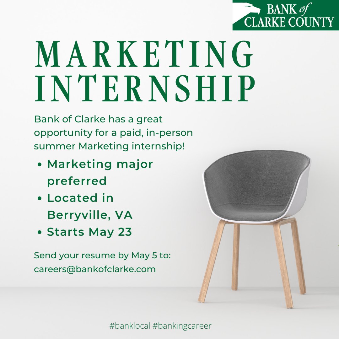 BankofClarke's tweet photo. We are still accepting applications.  Deadline is this Friday, May 5. https://t.co/ygj7giJL93
