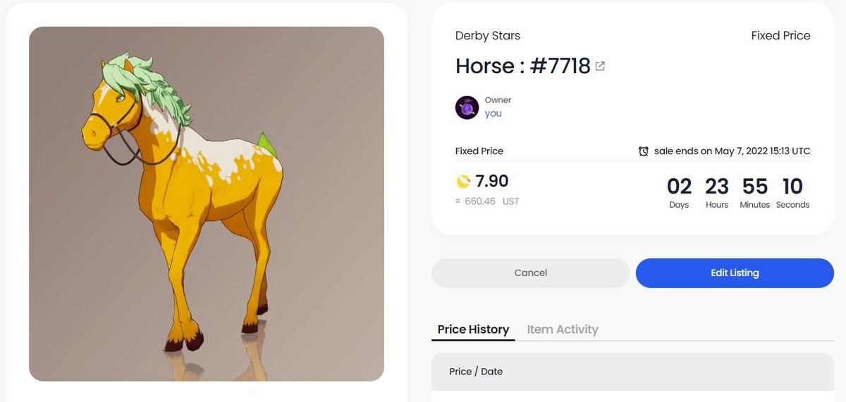 kkcakess's tweet photo. @OnePlanet_NFT @DerbyStars_HQ 
Just listed my Horse in the OnePlanet https://t.co/nmy2993KE8