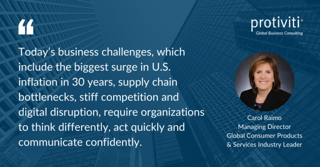 BrianBMJordan's tweet photo. These issues all rank within the top 10 risks for the Consumer Products &amp; Services industry in Protiviti’s Top Risks Survey. See what else is weighing on leaders’ minds for 2022 and the next decade in our infographic. https://t.co/EV2n221hzN https://t.co/rRZHzKLjli