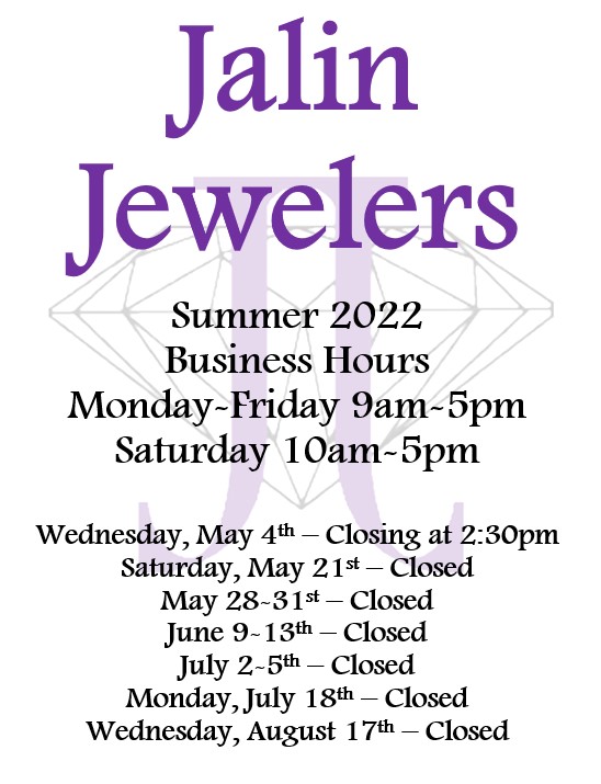Summer Schedule for Jalin! Thank you for shopping local, family-run businesses.