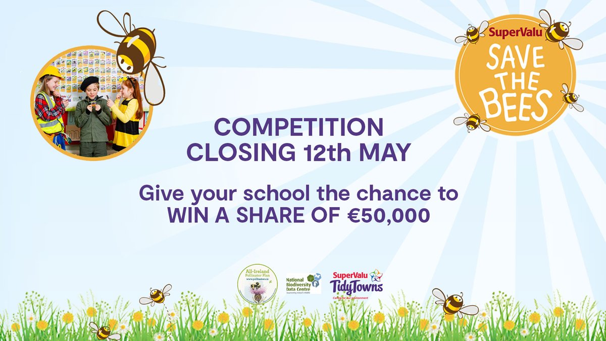 Don't miss out! 🐝The closing date for entries for local primary schools to enter our Save the Bees competition is the 12th of May 2022🐝