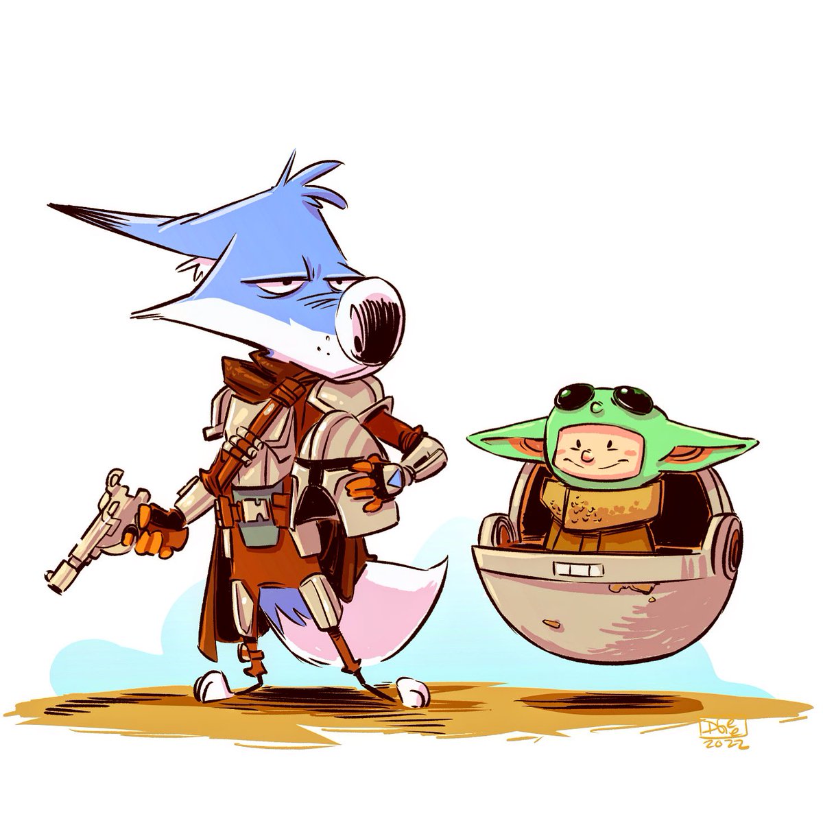 D__Gee's tweet photo. “This is the way” 

Happy Star Wars day! #maythe4thbewithyou 😊

Only 48 hours left on my campaign! Don’t miss out on all the goodies we’ve unlocked! 

https://t.co/MgBTg1TqGr

#mandalorian #grogu #starwars #filburtthefox #thomasthesketchingelf #projectwelove #kickstarter https://t.co/ECPVLQvH47