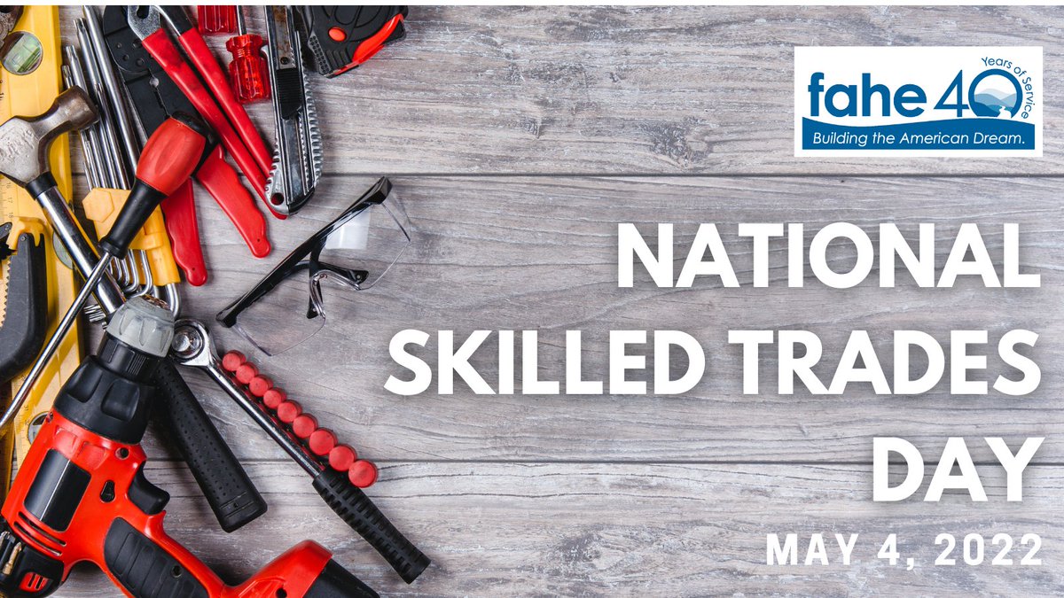 Faheonline's tweet photo. Today is #nationalskilledtradesday! As demand for skilled workers continues to surge, investments in skilled trades training &amp; apprenticeship programs can strengthen workforce readiness &amp; create employment pathways to well-paid #TradeCareers. https://t.co/lmjIFwm0R0