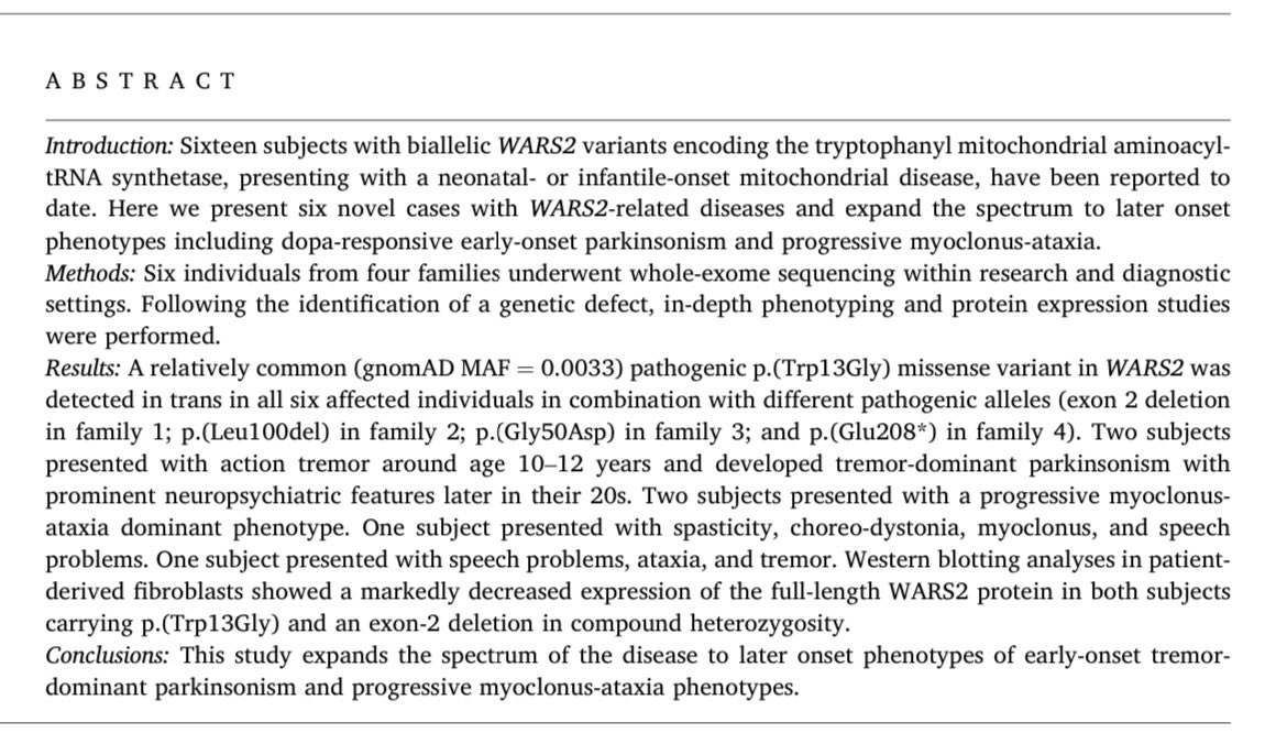 ParkinsonismD's tweet photo. #repost #FullLengthArticle #WARS2 #doparesponsive #parkinsonism #PMA #ProgressiveMyoclonusAtaxia @ELSNeurology Log in to: https://t.co/39Ex7rNKEz https://t.co/hnomCs6Hvk