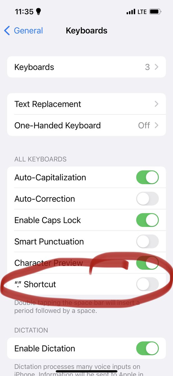 plushbitten's tweet photo. @valplayhouse its  a  setting  on  your  phone  where  you  can  turn  off  automatic  periods  after  2  (two)  spaces https://t.co/AUVCsSVnox