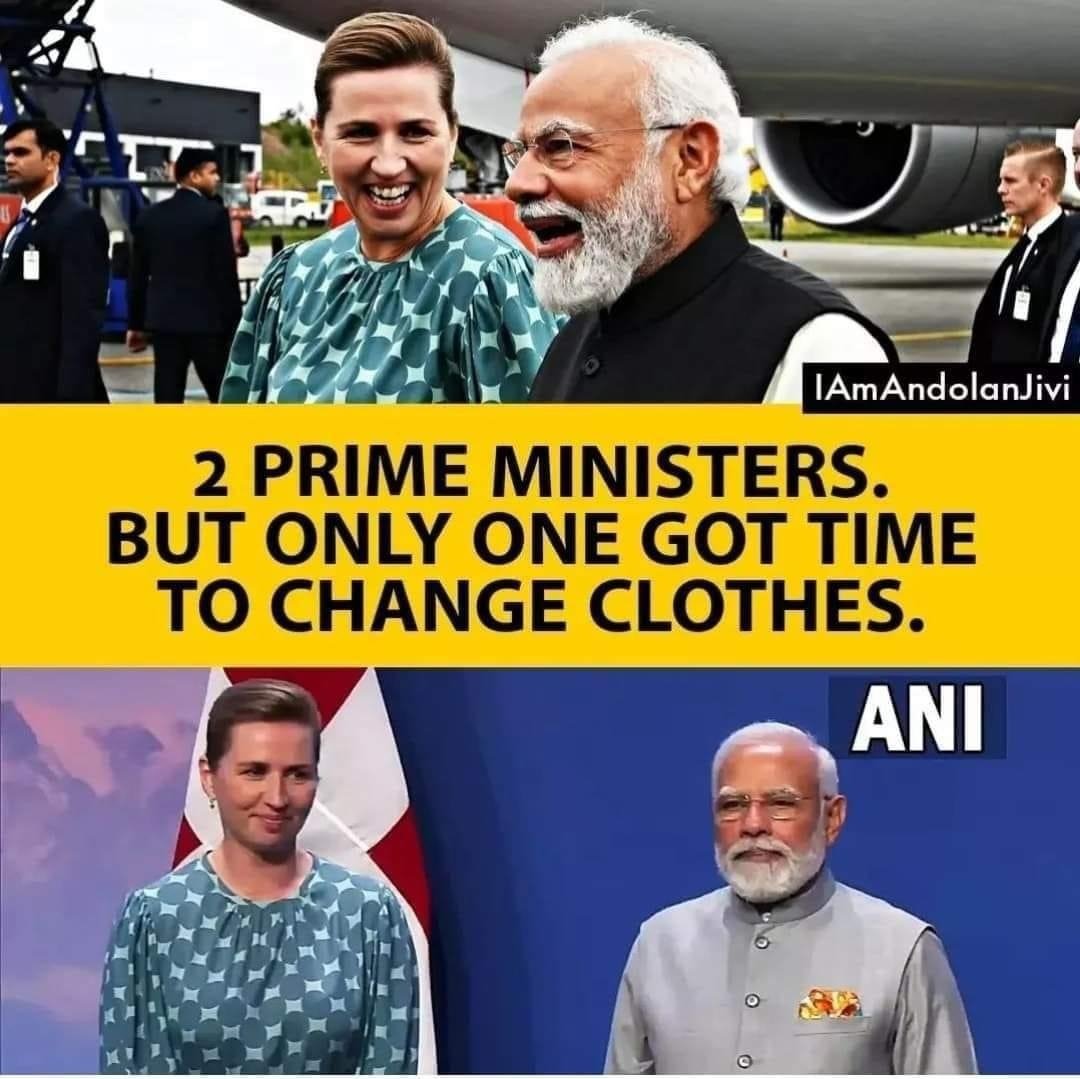 Because Modi ji has a bigger and better PR team who always work for better appearance. While Denmark PM’s PR team is busy arranging press conference. So it is matter of priorities, nothing else.😜😜

#modiInDenmark