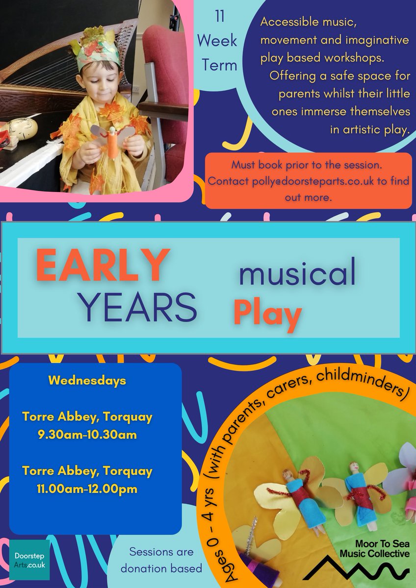 Doorstep_Arts's tweet photo. On Wednesdays, we run Early Years sessions at  @torreabbey! A special, imaginative weekly playgroup, tailored for ages 0-4 sessions focus on group music-making, musical play, fun games and songs! To learn more and book these sessions please email polly@doorsteparts.co.uk. https://t.co/EaYYP6XmE7