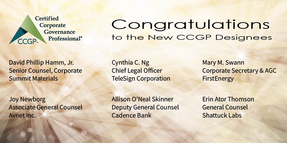Congratulations to the new the CCGP Designees! David Hamm, Joy Newborg, Cynthia Ng, Allison Skinner, Mary Swann, Erin Ator Thomson #WhyCCGP