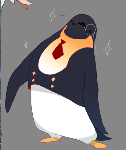 animal focus penguin bird necktie red necktie grey background sparkle  illustration images