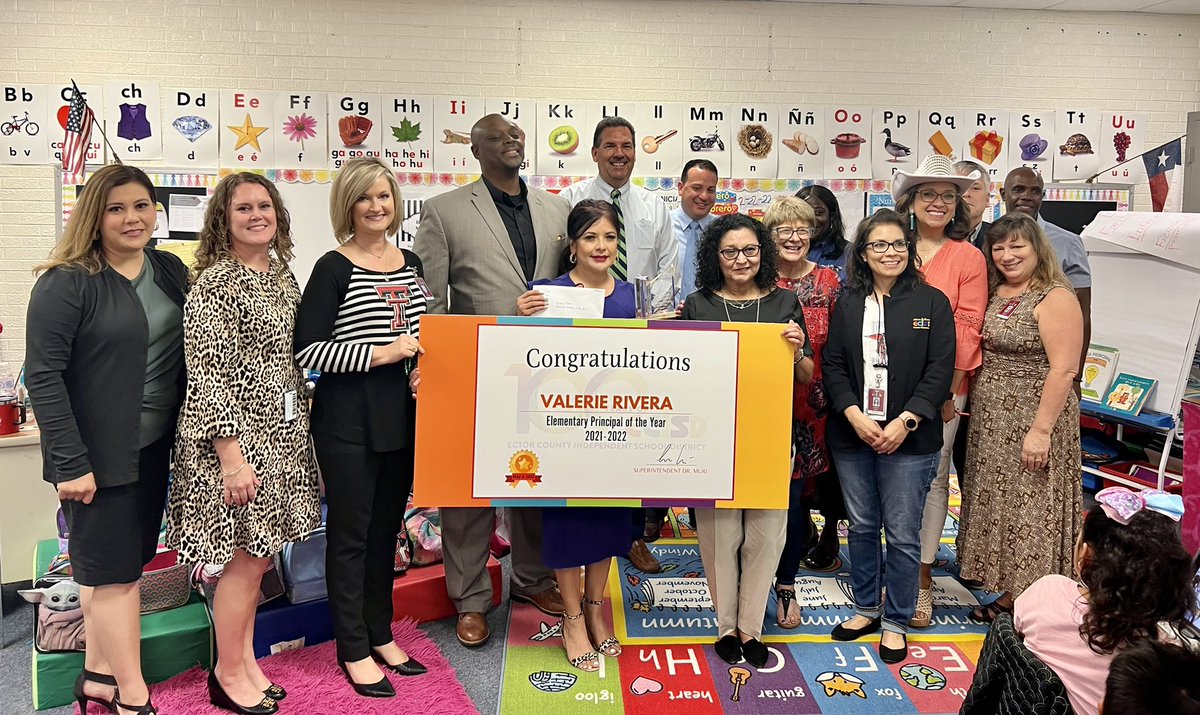 Congratulations to Principal Valerie Rivera <a href="/BlackshearElem2/">Blackshear Elementary School</a>, the <a href="/EctorCountyISD/">Ector County ISD</a> Elementary Principal of the Year!!