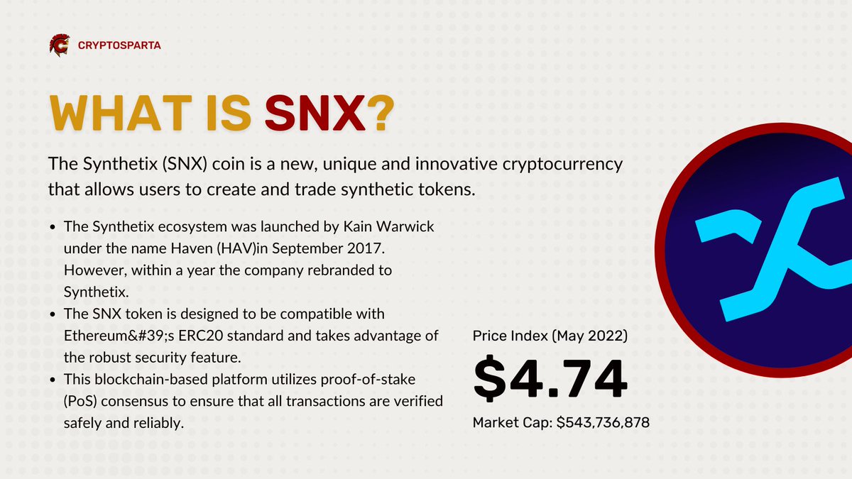 Cryptospartallc's tweet image. Synthetix is a derivatives trading platform aiming to bring liquidity to the market through synthetic assets called "synths" which represent the price of different assets. 

#snx #coinreview #ethereum #crypto #cryptocurrency #blockchain #proofofstake