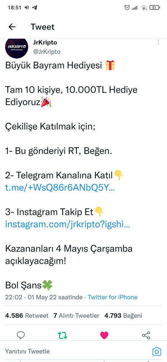 Cihangi38153027's tweet photo. @JrKripto Katıldım hayırlısı bakam https://t.co/DOe45DrCzg
