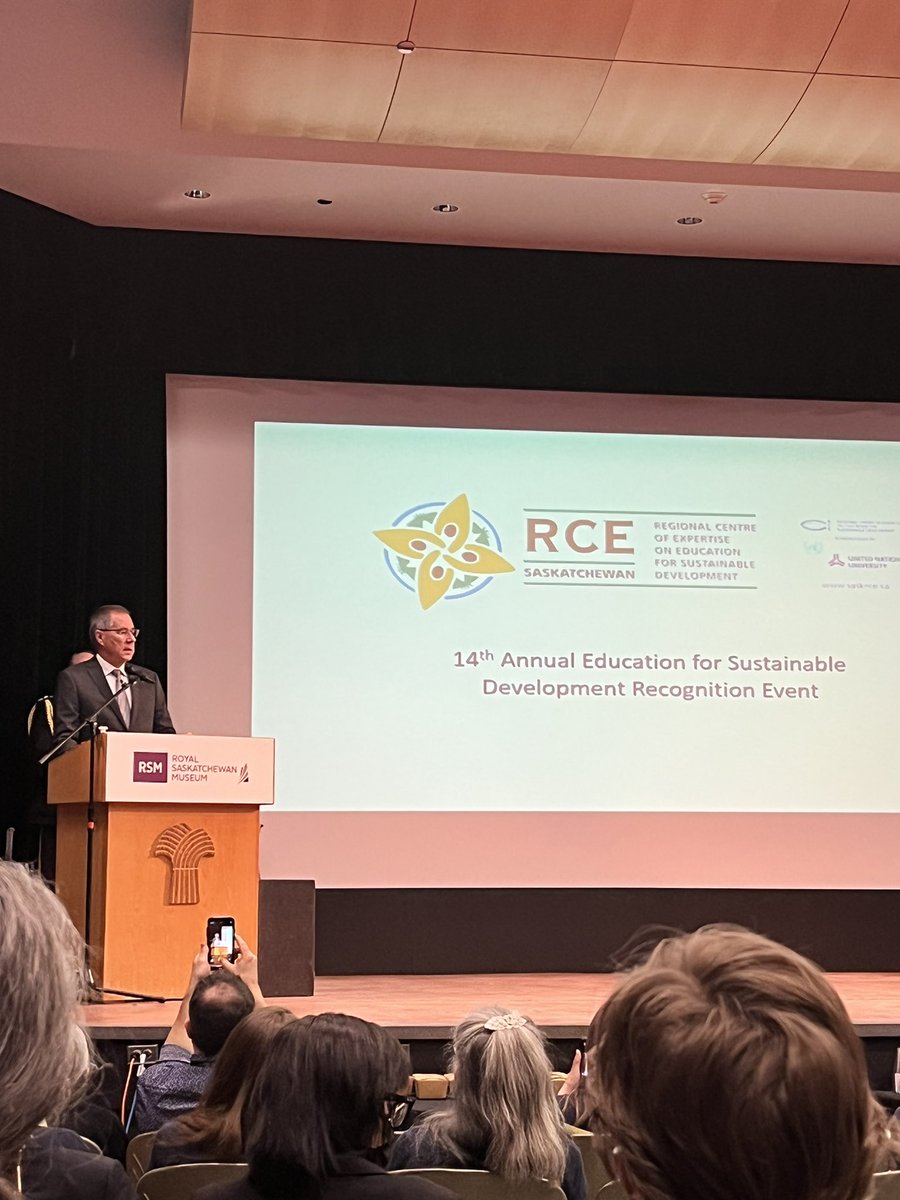 Honourable Russ Mirasty address #rcesaskatchewan awards ceremony congratulations Ecole Centennial #greatachievement #Sustainability
