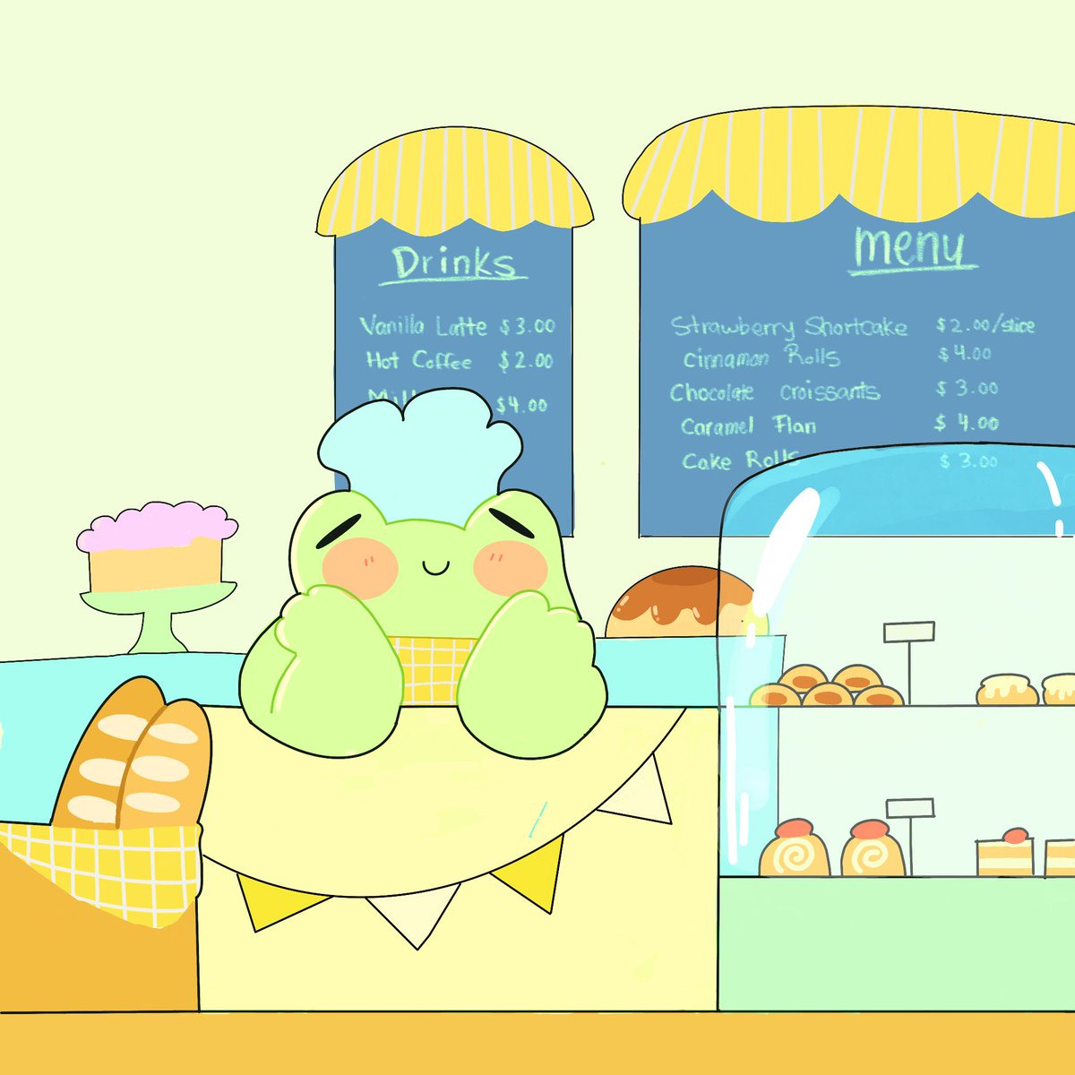 MardeLunaArts's tweet photo. “Welcome to Hop’s Bakery! What can I get started for you this morning?” 🎂🍰🧁🥮🥖🍞 https://t.co/0ZHmqvsPmP