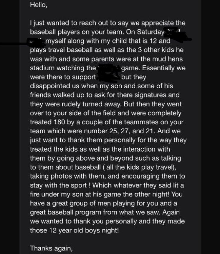 An email our coaching staff got recently. Extremely proud of our guys. Moments like these are bigger than wins or losses and carry on for the rest of peoples lives. These are the type of people our guys are.
