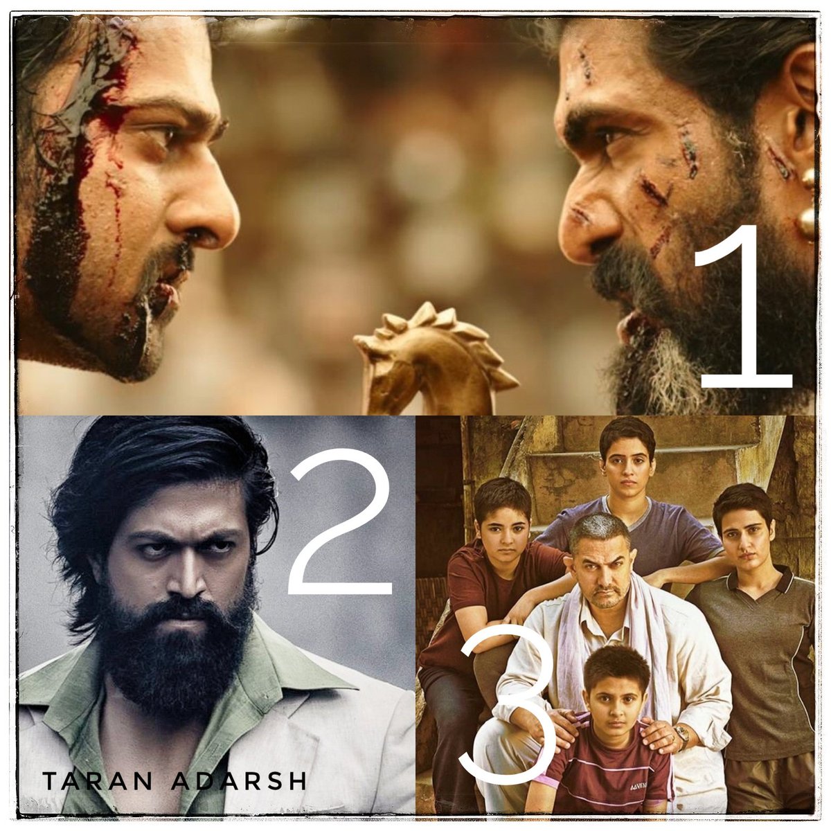 taran_adarsh's tweet photo. TOP 3 HIGHEST GROSSING *HINDI* FILMS...
1. #Baahubali2
2. #KGF2
3. #Dangal
Nett BOC. #India biz. #Hindi. https://t.co/66wCCW9sEy