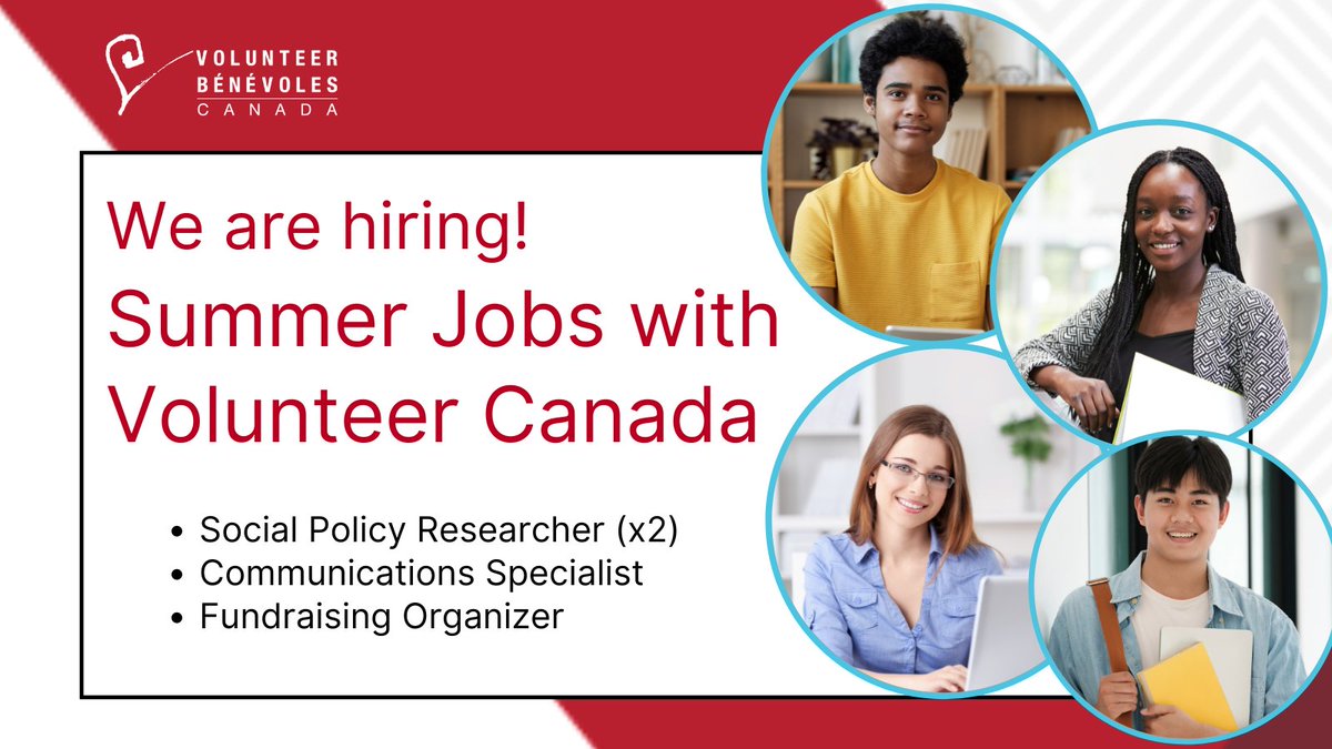VolunteerCanada's tweet photo. Join our team! 

Are you an exceptional communicator with a knack for social media and story-telling? Do you thrive in a fast-paced environment? Do you have solid social policy, research and analysis skills? We may have a job for you! 

https://t.co/FFD2pDBYf6 https://t.co/uMviubD2UN