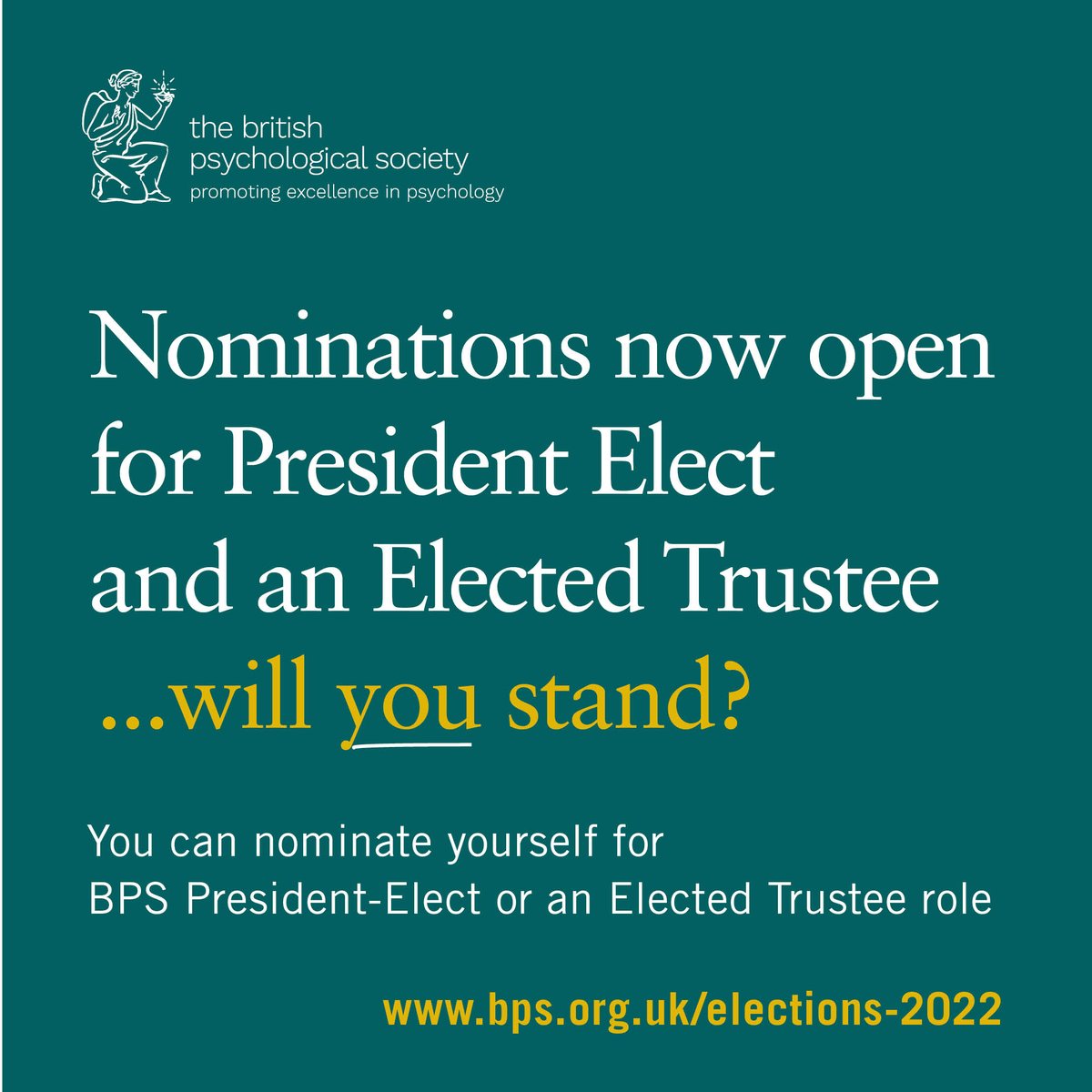 BPSOfficial's tweet photo. Are you passionate about psychology &amp; interested in getting more involved in overseeing our strategic direction?

Nominations are now open for our President Elect &amp; the new role of Elected Trustee.

For full details 👉 https://t.co/W7RDU050RH

Closing date: Monday 30 May at noon. https://t.co/tK0NPOkaJ0