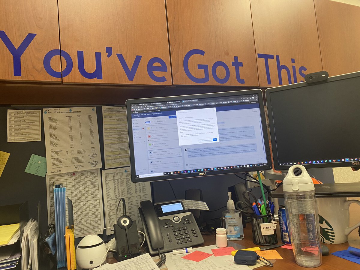 TheMattStumpf's tweet photo. Coffee, water, and dual monitors!! I am enjoying the #PSUFirstGen summit!! https://t.co/ckpEtU5E1B