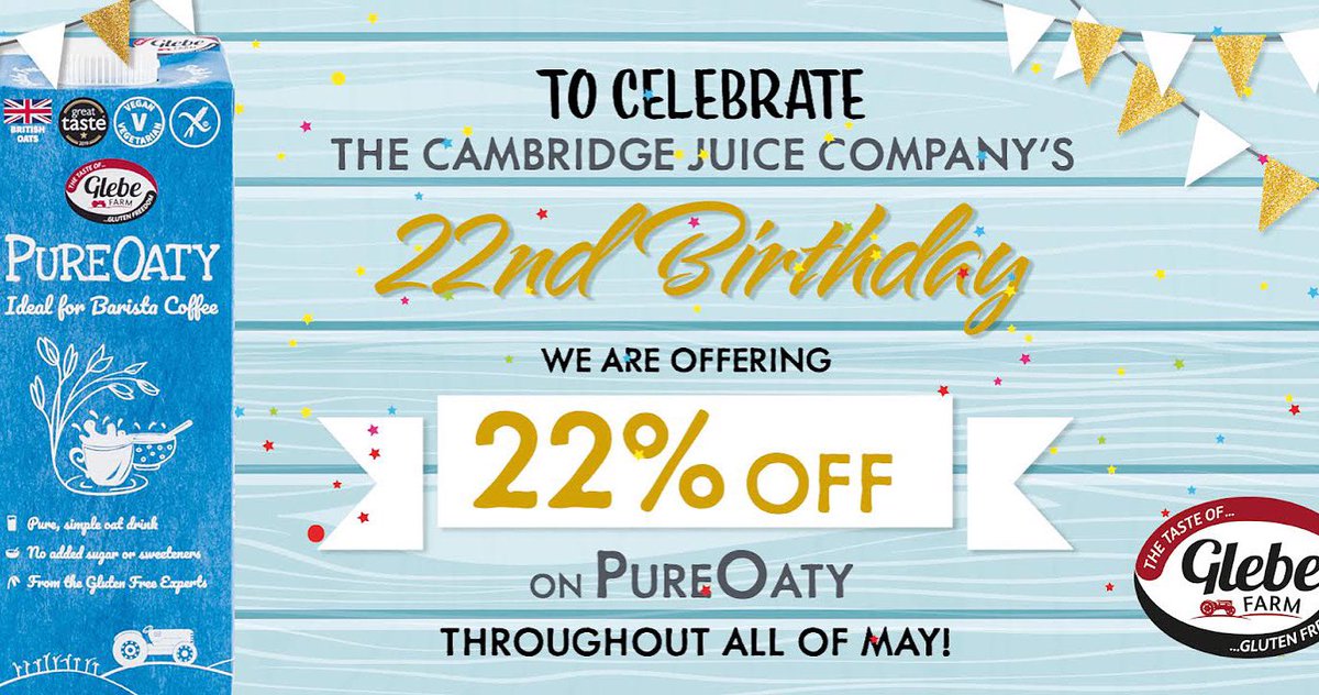 @glebefarmfoods PureOaty drink..
🌍 Eco friendly made with solar power &amp; bio mass to lower carbon imprint 
❤️ not from concentrate, with nothing added &amp; nothing taken away 
🇬🇧 locally grown, produced, made with oats all grown in Huntingdon 22% off in May 🥳
#dairyfree #offer #cjc