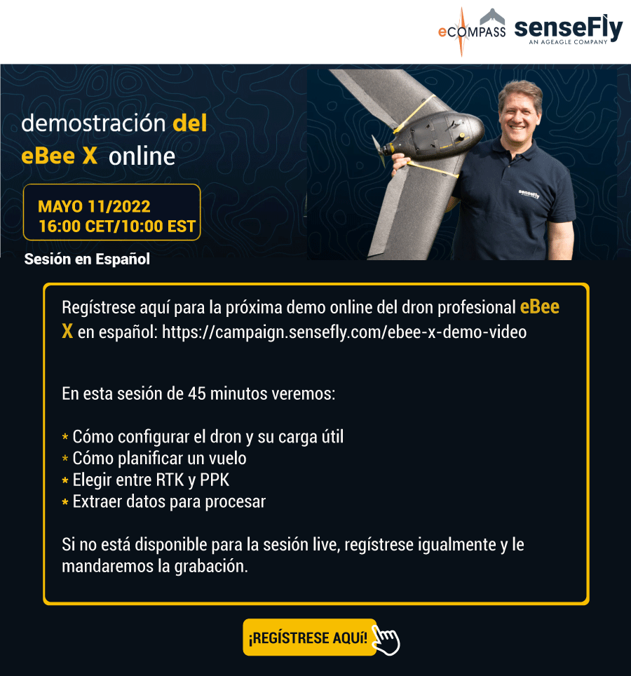 eCompassOficial's tweet photo. Viva la experiencia de mapeo con el dron de ala fija eBee X
Regístrese aquí para la próxima demo online del dron profesional eBee X en español: https://t.co/CQfiCrFDu2
#drones #eBeeX #senseFly https://t.co/Mrz1KAqR1I