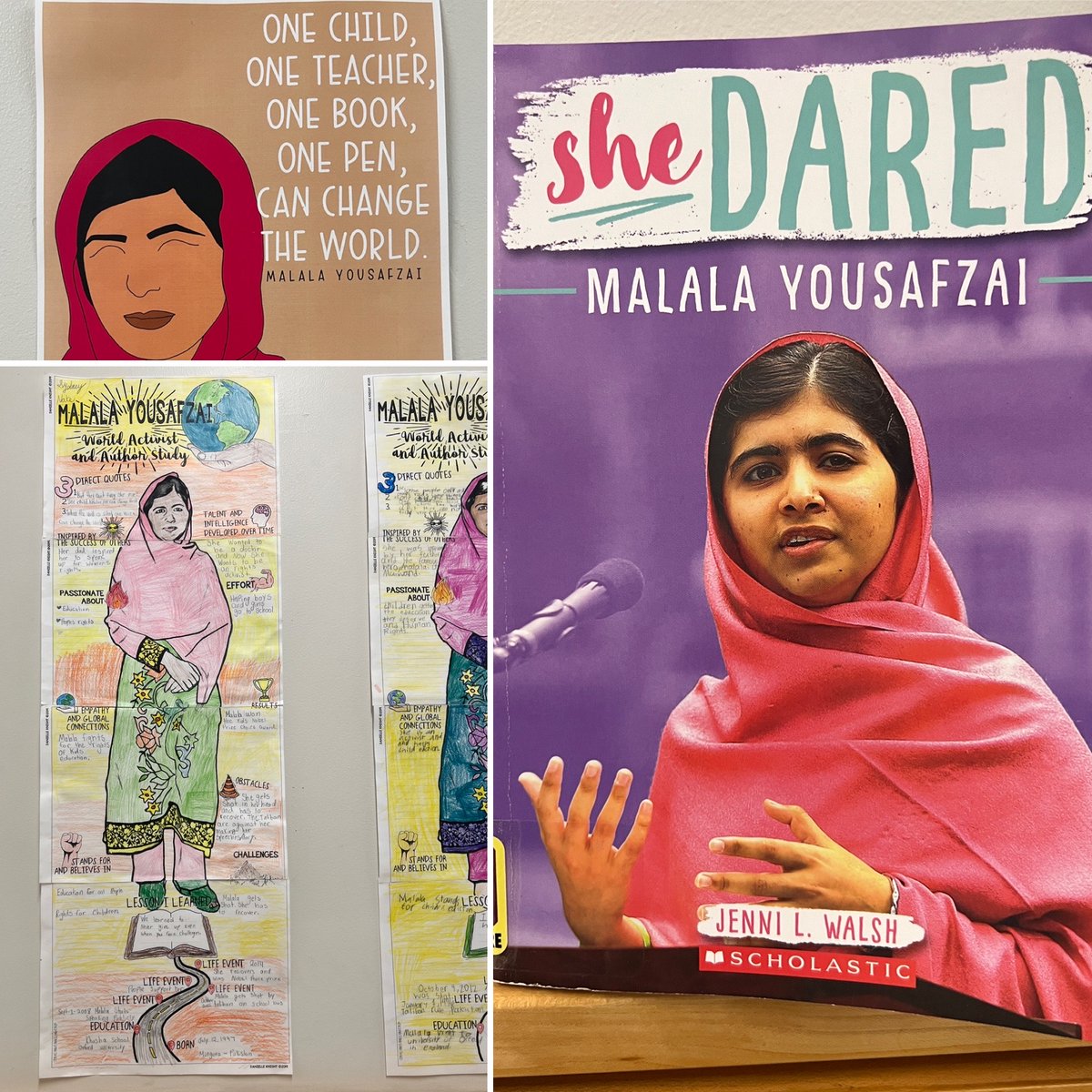 We finished our unit on Malala Yousafzai <a href="/Malala/">Malala Yousafzai</a> Ask your fourth grader what life lesson they can learn from her incredible story! #oakststories #malala #diversity