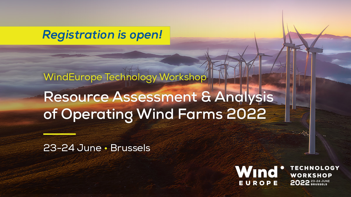 WindEuropeEvent's tweet photo. Join the @WindEurope Technology Workshop #WindTech22 in Brussels, 23-24 June 2022! The industry's thought-leaders will be diving into resource assessment, analysis of operating wind farms, AI, business models and forecasting. 

Register here: https://t.co/1iT8XGde38 https://t.co/BXULuQIGoZ