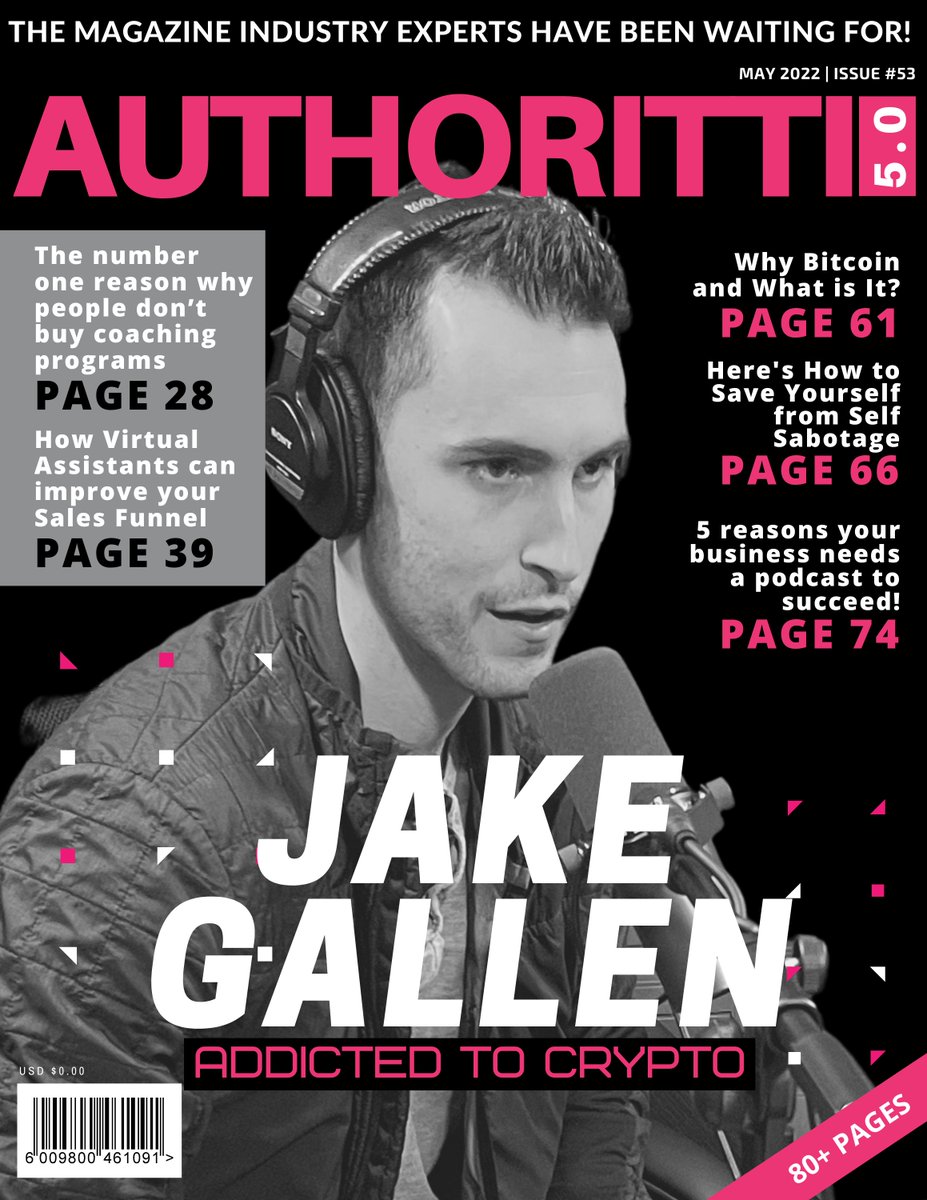 Jakegallen's tweet photo. My 20 page feature in Authoritti5.0 magazine drops tomorrow! We covered topics in the blockchain landscape, my entrepreneurial &amp; crypto journey, and what's brewing down in LV. Incredibly grateful for the communitym frens, and special thank you to @mary__henderson for the feature https://t.co/0g3WcOSVfl