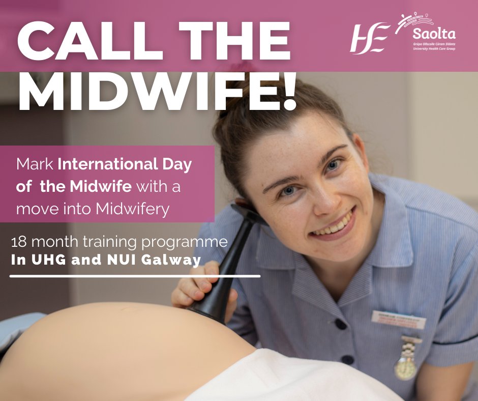 Tomorrow is International Day of the Midwife and we are calling on nurses to consider a move into this rewarding and exciting profession

✅Applications open for <a href="/HSELive/">HSE Ireland</a> sponsored Higher Dip in Midwifery, 18 month programme with @NUIGalwayMed

More info: saolta.ie/news/mark-inte…