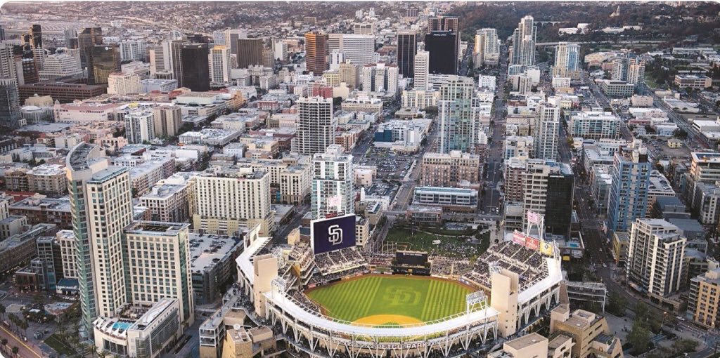 Area in and around Petco Park, then (ca. 1995) and now. 

Western Metal Supply building (now part of Petco Park) is on lower left of first pic. #Padres