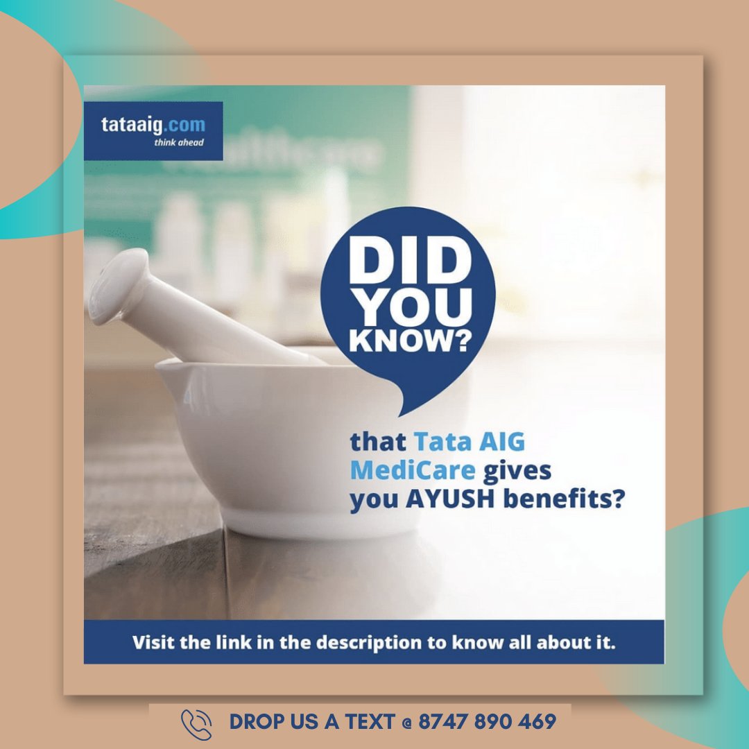 Tata AIG MediCare – a health insurance policy covers u not only for allopathic treatment but also for Homeopathic, Ayurveda, Unani. Read here: bit.ly/3A5N55v. Text @ 8747890469. #healthinsurance #wellness #newhealthinsurance #newhealthinsurancepolicy #ayushhealthcare