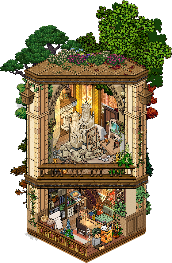 Since i wanna :pickall cuz BC's running out. i leave it here as something to remember😅namely § Sculptor Solitary Balcony, its for a building competition where participants need to build within 6x6 tile floor layout. Appreciating passionate Sculptors out there. #habbobuild #habbo