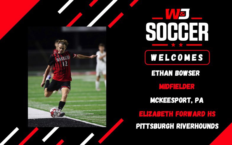 Over the next couple weeks we will be announcing our incoming class. 

Join us in welcoming Ethan Bowser to the W&amp;J community! Ethan is an all WPIAL selection and section player of the year from Elizabeth Forward High School! #prezpride ⚽️🔴⚫️

<a href="/EFWarriorSoccer/">EF Soccer</a> 
<a href="/HoundsAcademy/">The Riverhounds Academy</a>