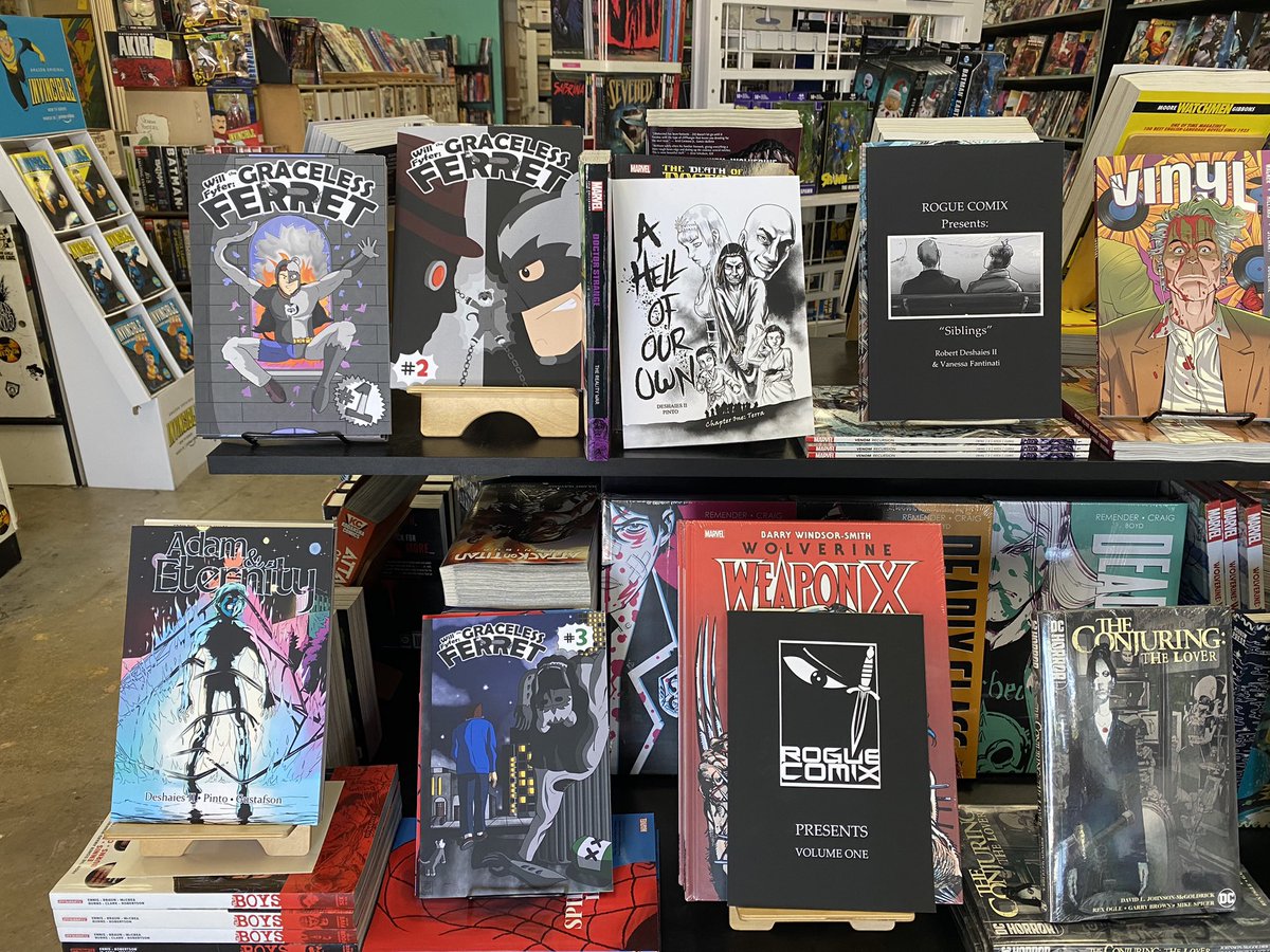 robby_deshaies_'s tweet photo. All the @RogueComix, All on Saturday, MAY 7th @nuclearcomics #FCBD! Join me, join the great community, let’s sign some books and talk about the future 🤘🏾
#AdamandEternity #WFGF #Siblings #AHoO #RGECMX #indiecomics https://t.co/v24NKfbuhz