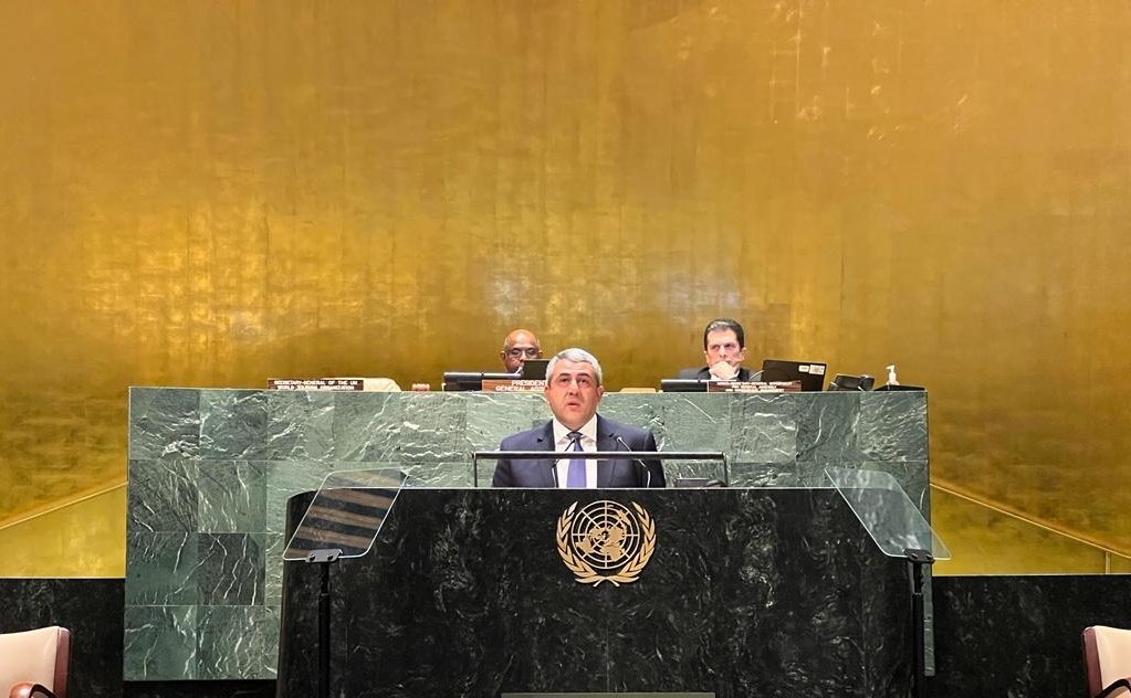 pololikashvili's tweet photo. Jobs, education, peace and development. This is tourism!

I am honoured to address the @UN #GeneralAssembly at the 1st ever High-Level Debate on #SustainableTourism. 

Today @UNWTO shows the world why tourism matters for sustainable growth. https://t.co/upCztmh375