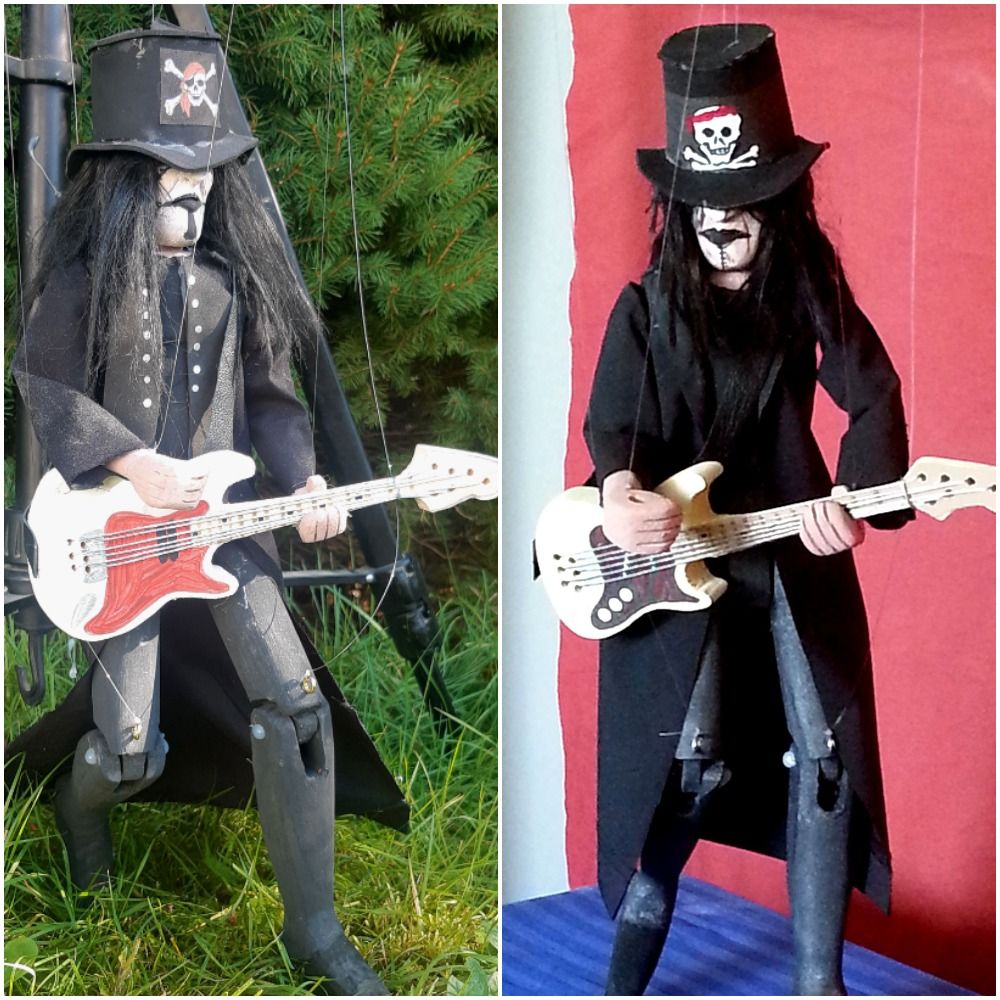Happy Birthday to Mick Mars. These are two wooden marionette tributes I carved.  