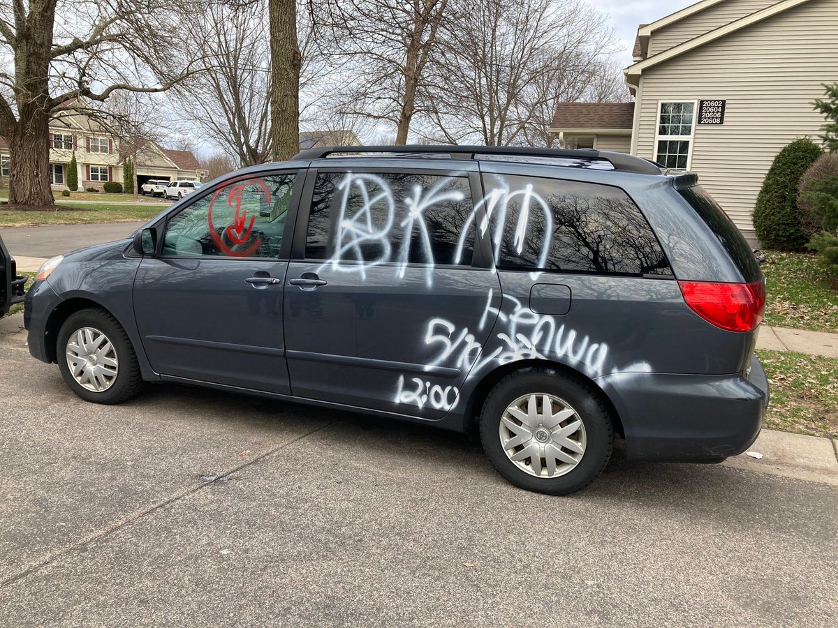 CrimeWatchMpls's tweet photo. Forest Lake PD arrested a juvenile they say is responsible for nearly 20 different acts of vandalism in neighborhoods including spray painting garage doors, vehicles, glass on homes + playground eqpt. The estimated cost of the damage in the area is $30,000 to $50,000 dollars. https://t.co/M6h996z4wx