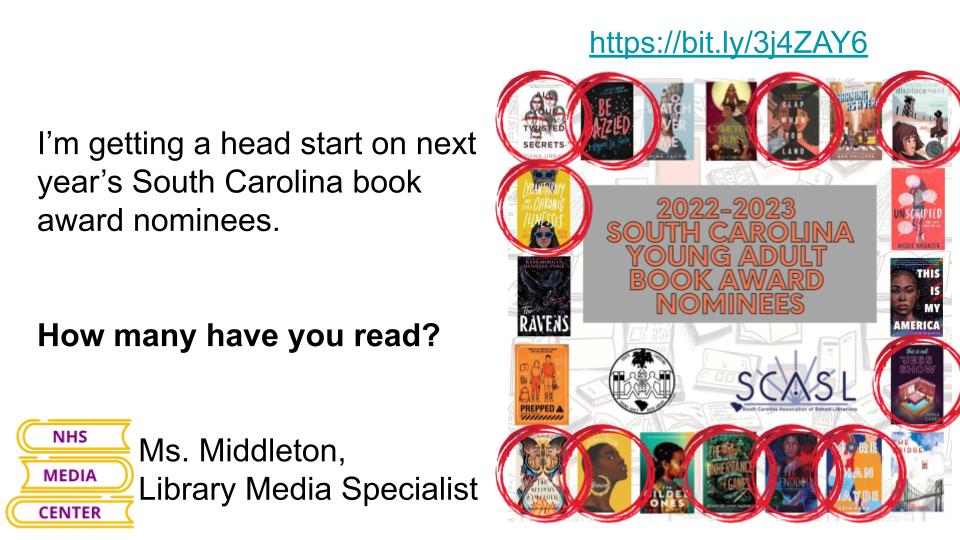 temiddleton's tweet photo. I can't say enough good things about this list! More than halfway through. @SCASLNet #SCYABA https://t.co/bX4g1LLm88