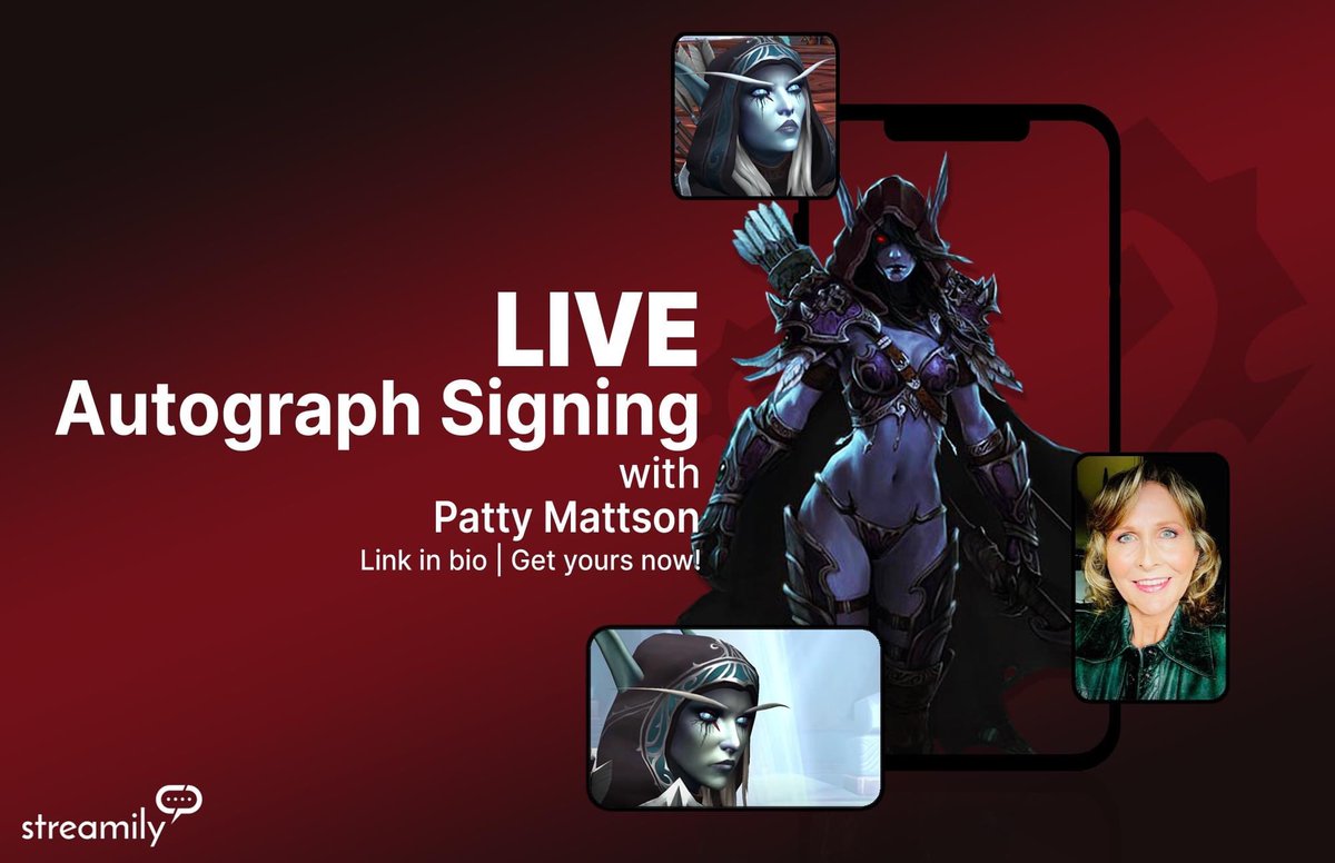 RhysSmart_'s tweet photo. The wonderful @PattyMattson is doing a #streamily signing on MAY 14th, get your prints!!
https://t.co/oTCURYZKO7
#Warcraft #streamily @StreamilyLive #livesigning #sylvanaswindrunner #pattymattson https://t.co/diKH4RWT2C