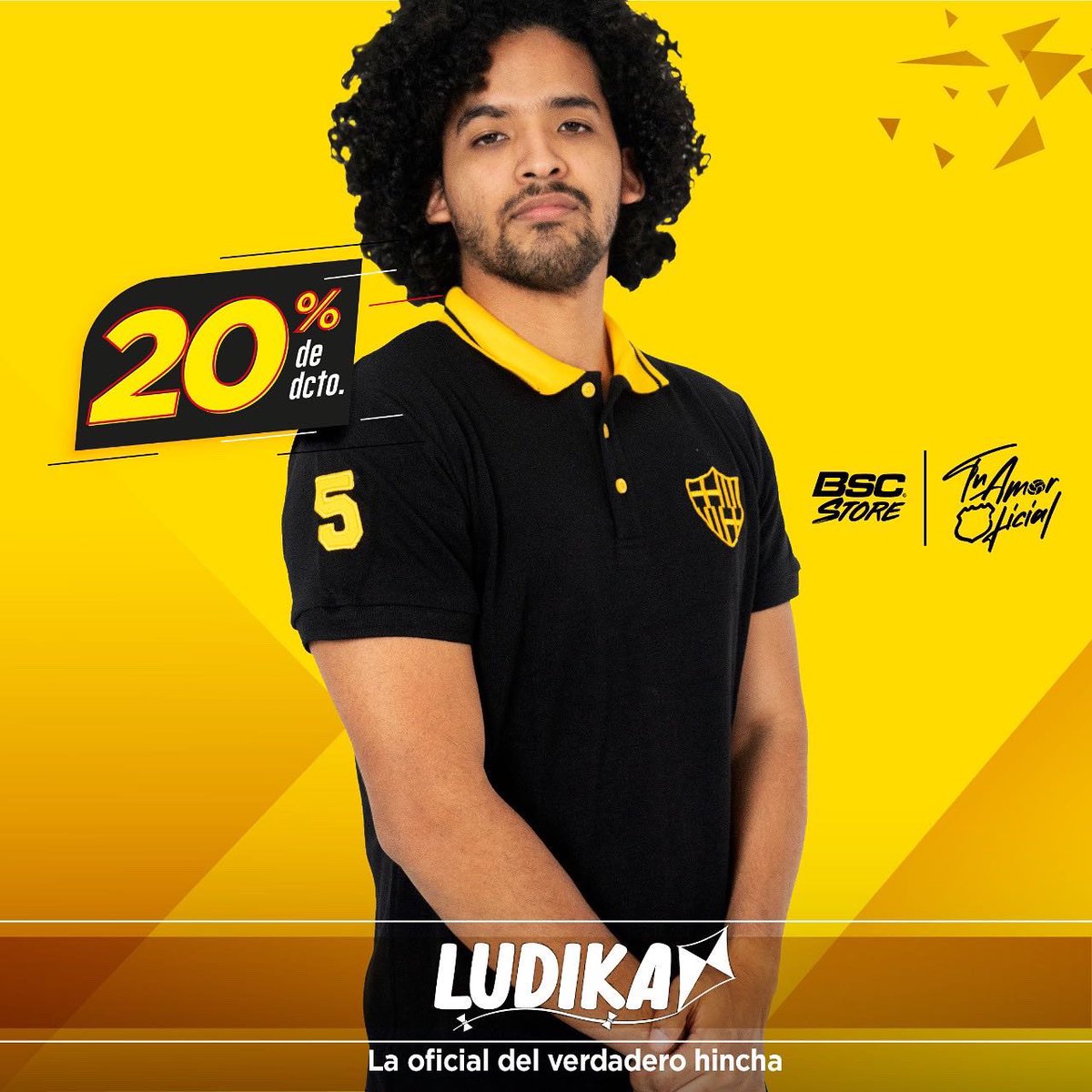 BSCSTOREoficial's tweet photo. 97 años es el tiempo perfecto para celebrar estrenando la indumentaria oficial de hincha.. ¡La de @LudikaStore! 💛

Adquiere las camisetas por el aniversario de #BSC con un 20% de descuento para @sociosbsc en nuestra tienda, ubicada en el Estadio Banco Pichincha, Lado Oeste 🛒🏟 https://t.co/6gYpGYNW6y