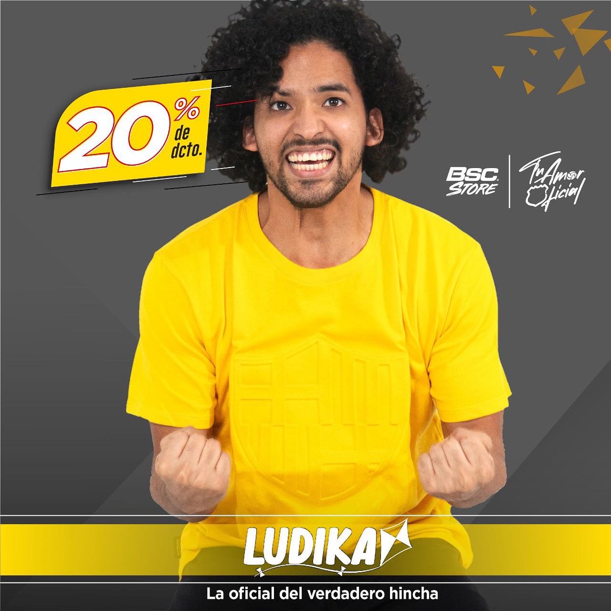 BSCSTOREoficial's tweet photo. 97 años es el tiempo perfecto para celebrar estrenando la indumentaria oficial de hincha.. ¡La de @LudikaStore! 💛

Adquiere las camisetas por el aniversario de #BSC con un 20% de descuento para @sociosbsc en nuestra tienda, ubicada en el Estadio Banco Pichincha, Lado Oeste 🛒🏟 https://t.co/6gYpGYNW6y