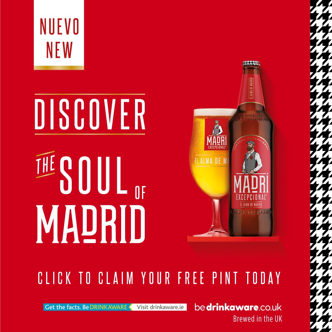 Madrí Excepcional are giving you a chance to win one of 2000 free pints being given away in May. Follow the link to claim your free cerveza! molsonpromotions.com/vpromo/madri-n…   @madriexcepcional #Madrí #madriexcepcional #MadríMoments Brewed in the UK. Please drink responsibly. T&Cs Apply.