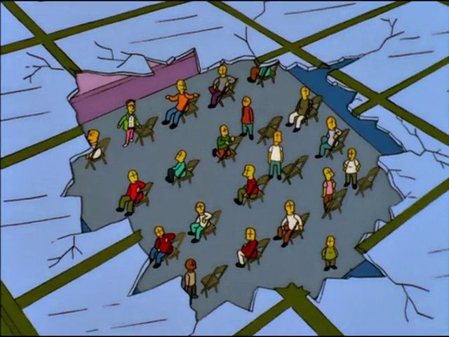 In this scene from “Treehouse of Horror X” only Frink’s face is drawn in