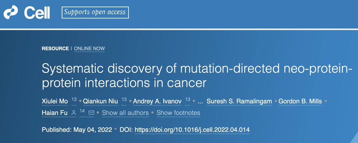 Congratulations 'Systematic discovery of mutation-directed neo-protein-protein interactions in #cancer'  #drugdiscovery @HaianFu @2Aivanov @PharmChemBio @EmoryMedicine @WinshipAtEmory  cell.com/cell/fulltext/…