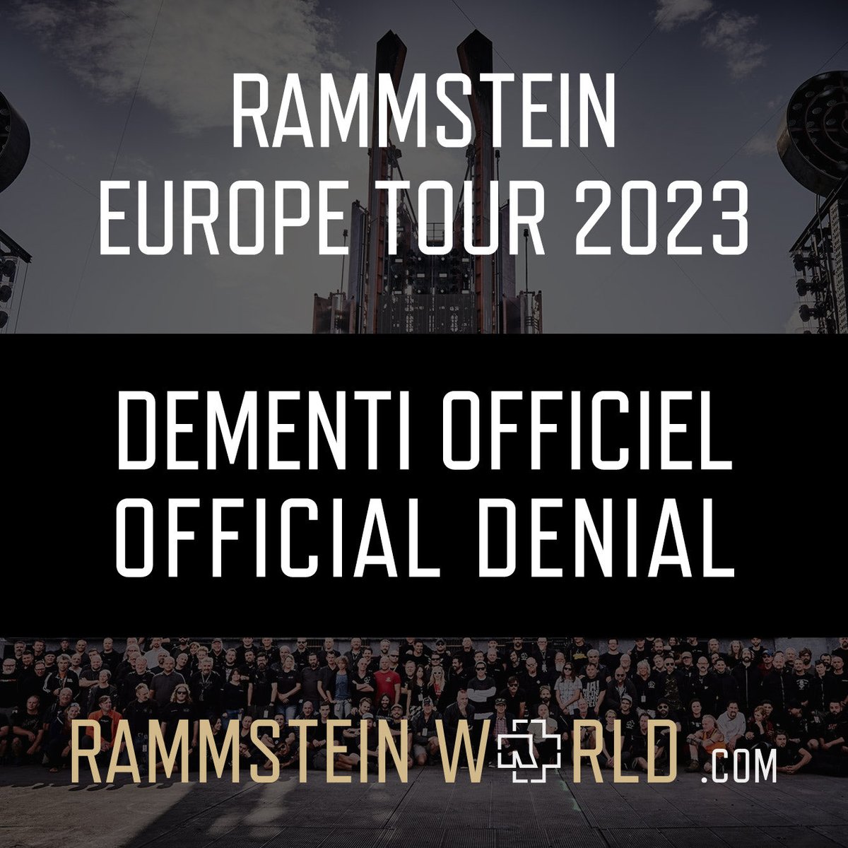 rammsteinworld's tweet photo. 🇫🇷 Démenti officiel à propos de la tournée 2023 de Rammstein https://t.co/GBR4aOQluD

🇬🇧 Official denial about Rammstein’s 2023 tour https://t.co/PWS41L97Fp https://t.co/jEa8bZrrdb