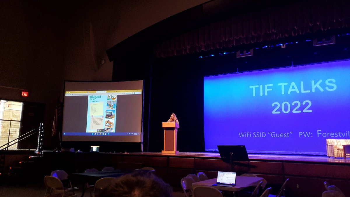EdTechMcMillan's tweet photo. We are #wnytif.  @mathievb stepping up last minute to talk about learning through play, especially with older students. #tiftalks22 #tiftalks 2022 https://t.co/hO1FKXanZc