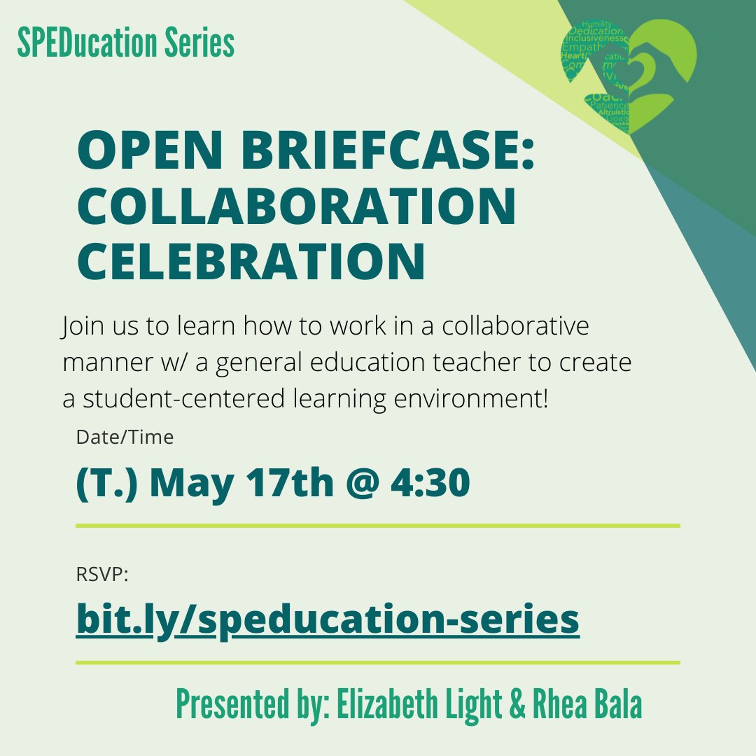 Some1Special808's tweet photo. Join #SPEDucator @misslizECSE &amp; general education teacher Rhea Bala on May 17th at 4:30pm to learn how to work collaboratively to support students. Sign up using link below to receive zoom link:

https://t.co/mRlv0odIu6

@HIDOE808 @808TFellows #SomeoneSpecial808 @CECMembership https://t.co/DN6nDzHL5m