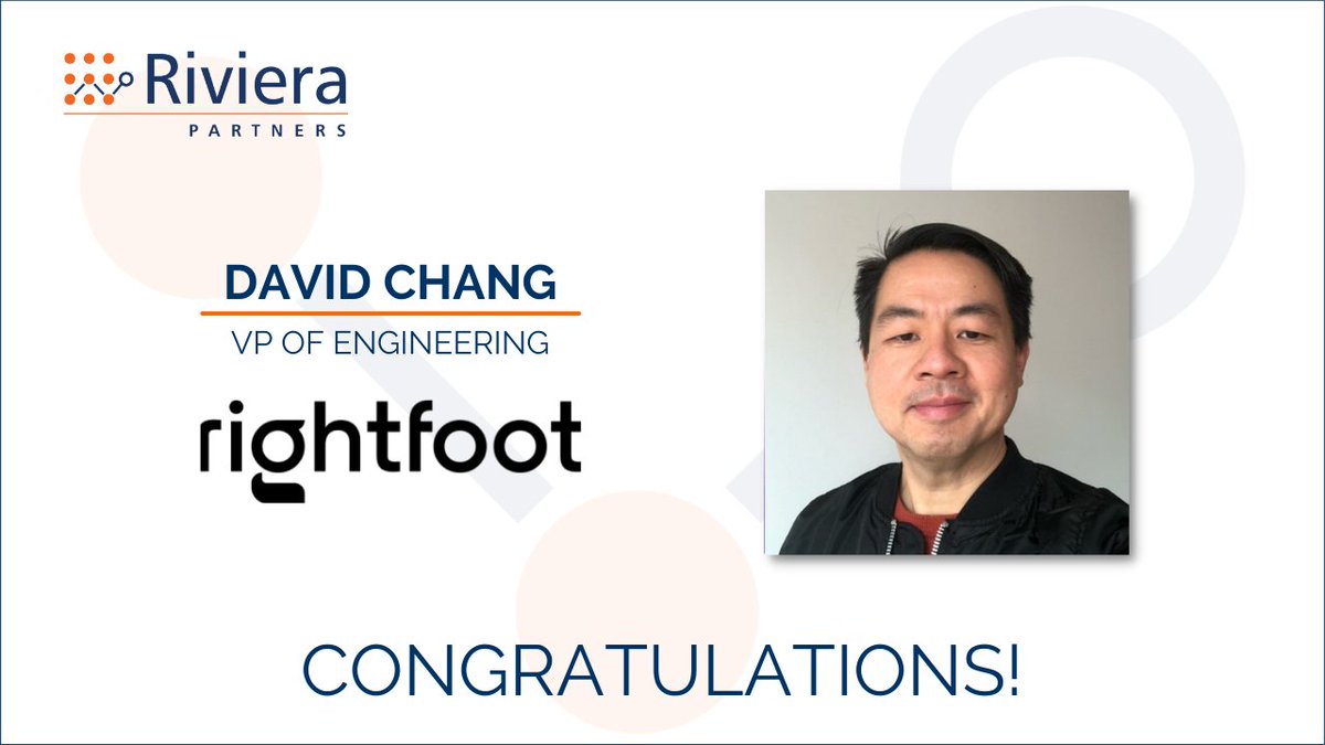 Congratulations to David Chang on your new role as VP of Engineering at <a href="/hellorightfoot/">Rightfoot</a>!

Great work by Lacey Timochtchenko!

#Riviplacement #RivieraPartners #techleadership #hiring #recruitment #recruiting #executivesearch