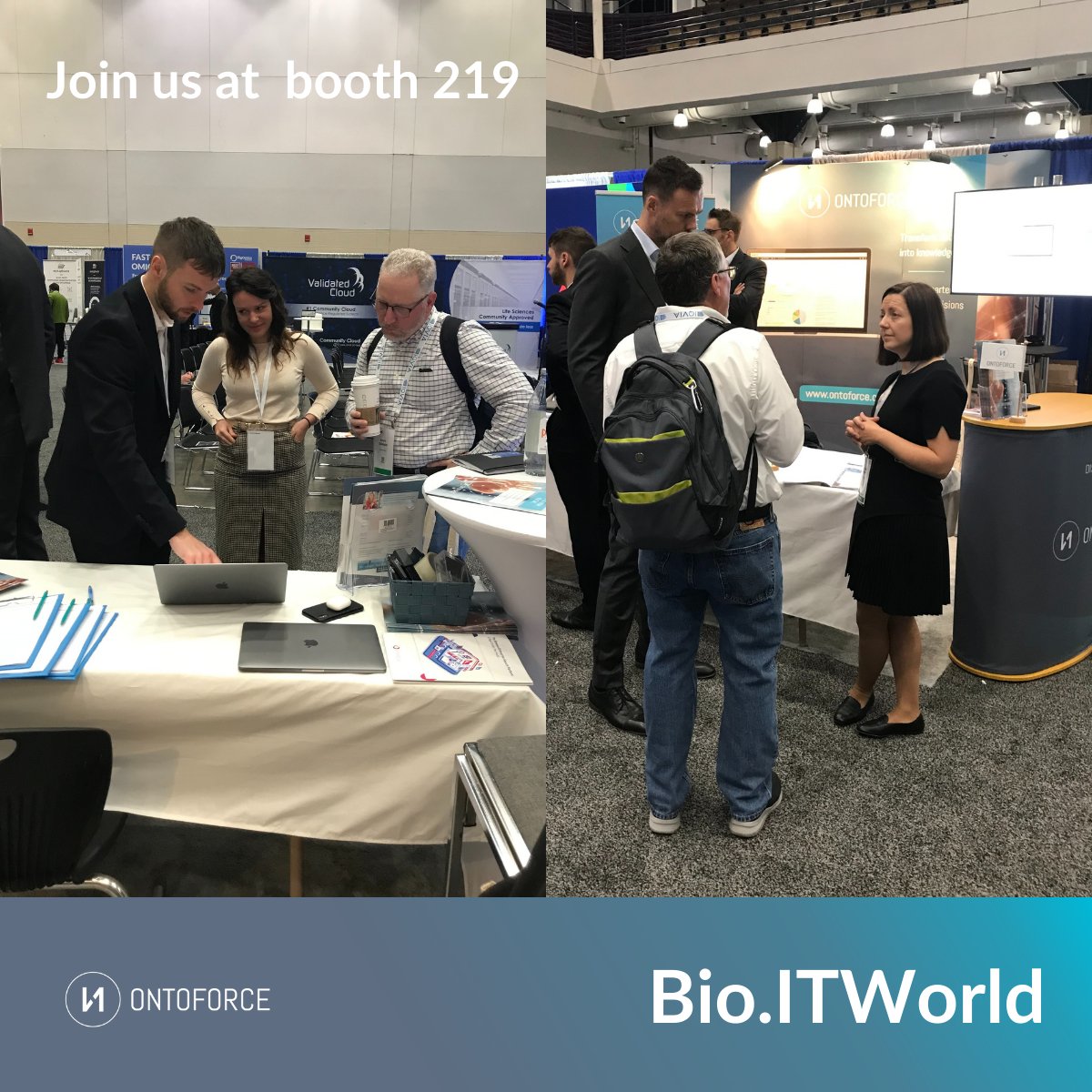 ONTOFORCE's tweet photo. Reminder to visit us at Booth 219. Request for your free demo with our team of experts. #bioIT22 #ontoforce #knowledgegraphs #lifesciences https://t.co/pTbRC7XsDQ